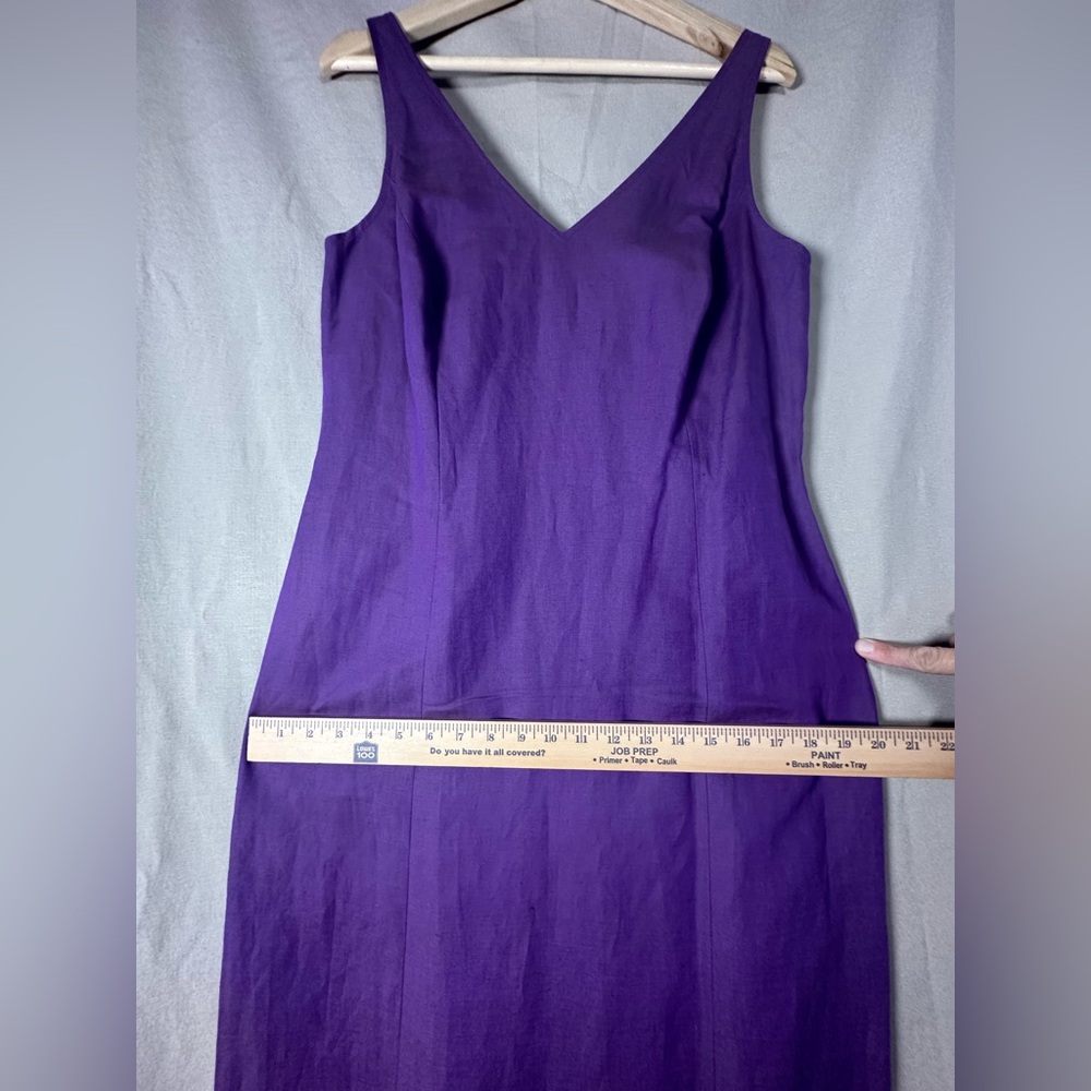 Ann Taylor Sleeveless Purple Linen Long Maxi Dress 12 New with Tags V-neck - Picture 12 of 15